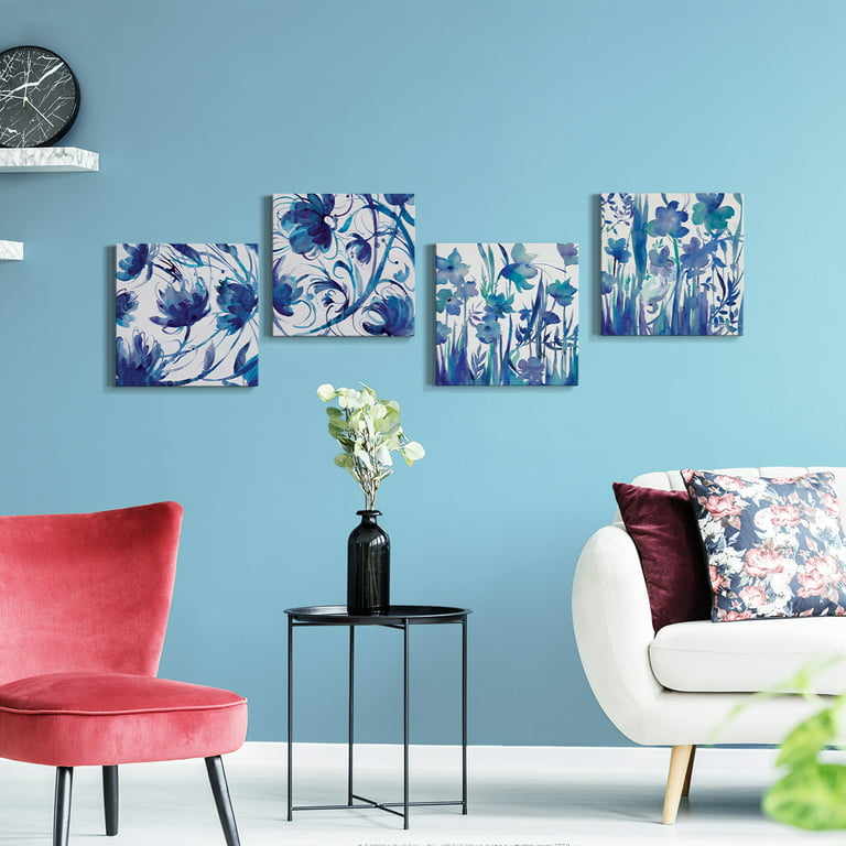 Bedroom Wall Décor Blue Flower Art
