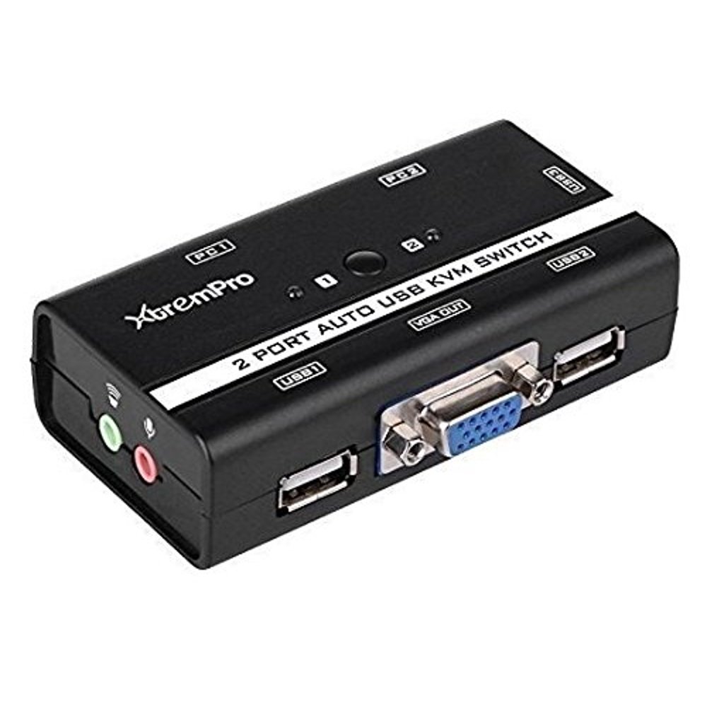2 Port USB KVM Switch Includes 2 pcs KVM Cable Monitor Keyboard Mouse