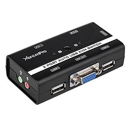 2 PORT USB KVM SWITCH WITH 2 KVM CABLE SUPPORTS STEREO AUDIO HIGH RESOLUTION FOR PC KEYBOARD MOUSE (Best Kvm Switch For Wireless Keyboard And Mouse)