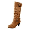 thumbnail image 6 of Mepaouo Women's Knee High Boots Block Heel Platform Winter Boots with Side Zipper(Brown,6.5), 6 of 7