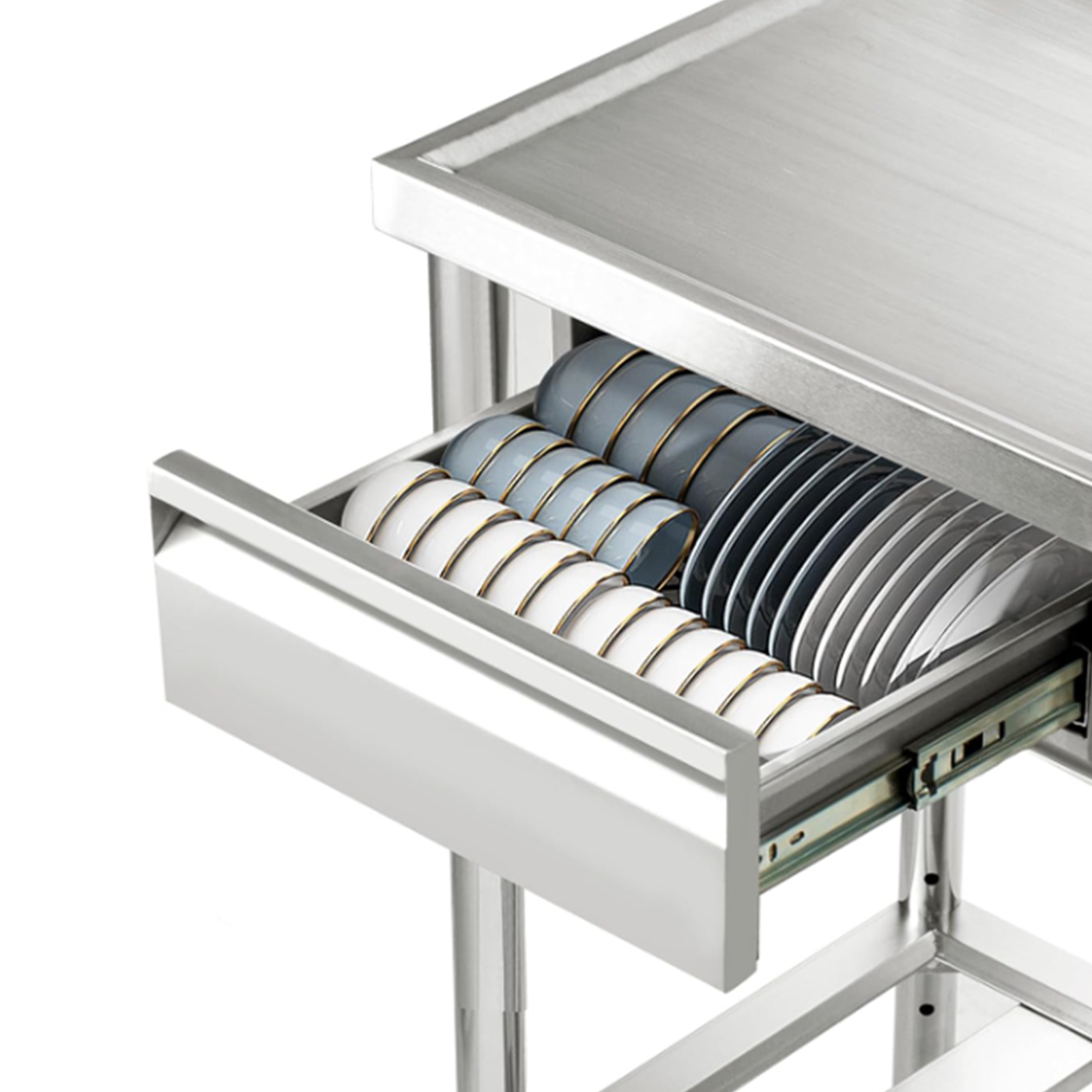 GELUOXI 39.3*19.6 in Stainless Steel Utility Sink, single bowl with right drainboard, pull-out faucet, hot/cold pipes, drawer, for indoor/outdoor use in kitchens, laundry rooms, or farmhouses