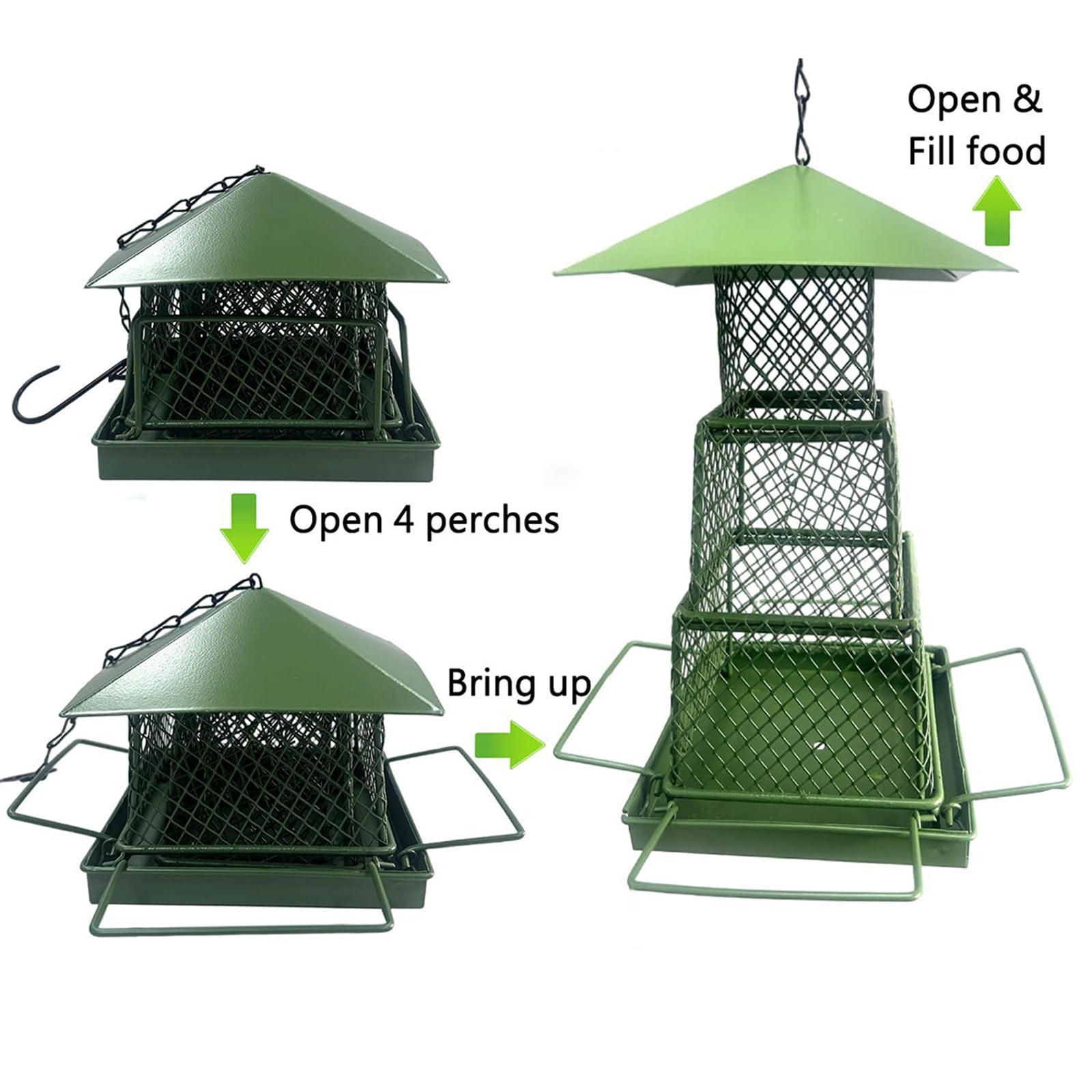 Specollect Clearance 3Pcs Bird Feeders for Outdoors,Large Capacity,Heavy Duty Metal Bird Feeder,Supports Cardinal,Finch,Blue Jay and Wild Birds