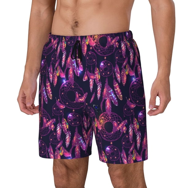 Fotbe Purple Dreamcatcher Traje de Baño para Hombre – Shorts de Natación de Secado Rápido con Forro y Bolsillos-3X-Large