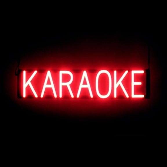 SpellBrite KARAOKE LED Sign for Business. 28.6" x 6.3" Red KARAOKE Sign Has Neon Sign Look With Energy Efficient LED Light Source. Visible from 500  Feet, 8 Animation Settings.