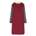 thumbnail image 4 of jtjvou Hoodie Dress for Women with Pocket Casual Warmy Hoodies Women's Pullover Split Hem Drawstring Long Sweatshirts Red S, 4 of 5