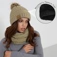 thumbnail image 6 of Loritta 3 Pcs Women Winter Hat and Gloves Sets, Knit Classic Long Scarf Warmer Accessories Khaki, 6 of 6