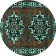 thumbnail image 1 of Ahgly Company Indoor Round Persian Turquoise Blue Traditional Area Rugs, 7' Round, 1 of 4