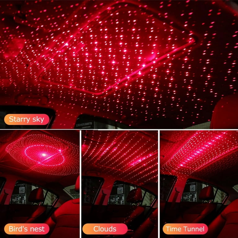 USB Car Atmosphere LED Light, Car Interior Ceiling Light with Adjustable  Lens, Car Laser Projector Decoration Lights, Red 
