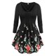 thumbnail image 1 of Camiseta Acanalada Diseño Impreso Floral Tamaño Grande Rosegal Mangas largas de talla grande, 1 of 5