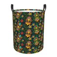 thumbnail image 1 of Balery Mask Tropical Flower Cesta de ropa redonda con asas, impermeable, independiente, para ropa, juguetes, dormitorio y familia-Medium, 1 of 6