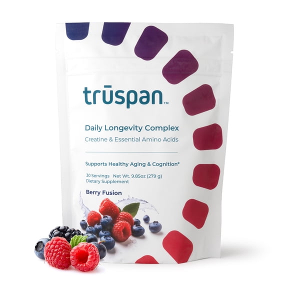 TruSpan Longevity Complex Creatine Powder with Essential Amino Acids, Sugar-Free Berry Fusion Flavor, 30 Servings
