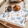 thumbnail image 3 of Coastal Ocean Placemats Set of 12 Coral Starfish Marine Life Shell Conch Place Mats Indoor Wipeable Table Mats Washable Cloth Dining Table Placemats for Kitchen Holiday Party Home Decor 13x19 Inch, 3 of 9