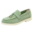 thumbnail image 4 of HEWUQI Loafers for Women Suede Cushioned Slip on Closed Toe Work Flat Shoes Comfortable Vintage Work Daily Casual Dress Moccasins Green Size 6.5, 4 of 4