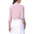 thumbnail image 3 of INSPIRE CHIC Bolero Shrug for Women's Elegant 3/4 Sleeve Open Front Knitted Cardigan XS Pink, 3 of 6