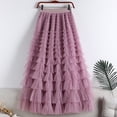 thumbnail image 2 of Tfken Summer Women Skirts Elastic Waist Solid Color A Line Long Skirts Fashion Casual Female Leisure Clothes Black, 2 of 4