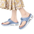 thumbnail image 3 of Fsqjgq Summer Sandals Women Wedge Sandal Wedge Air Cushioned Thong Sandals Slippers Open Toe Sandals Summer Casual Women Roman Sandals Flip Clip Women Sandals Size 41 Blue, 3 of 9