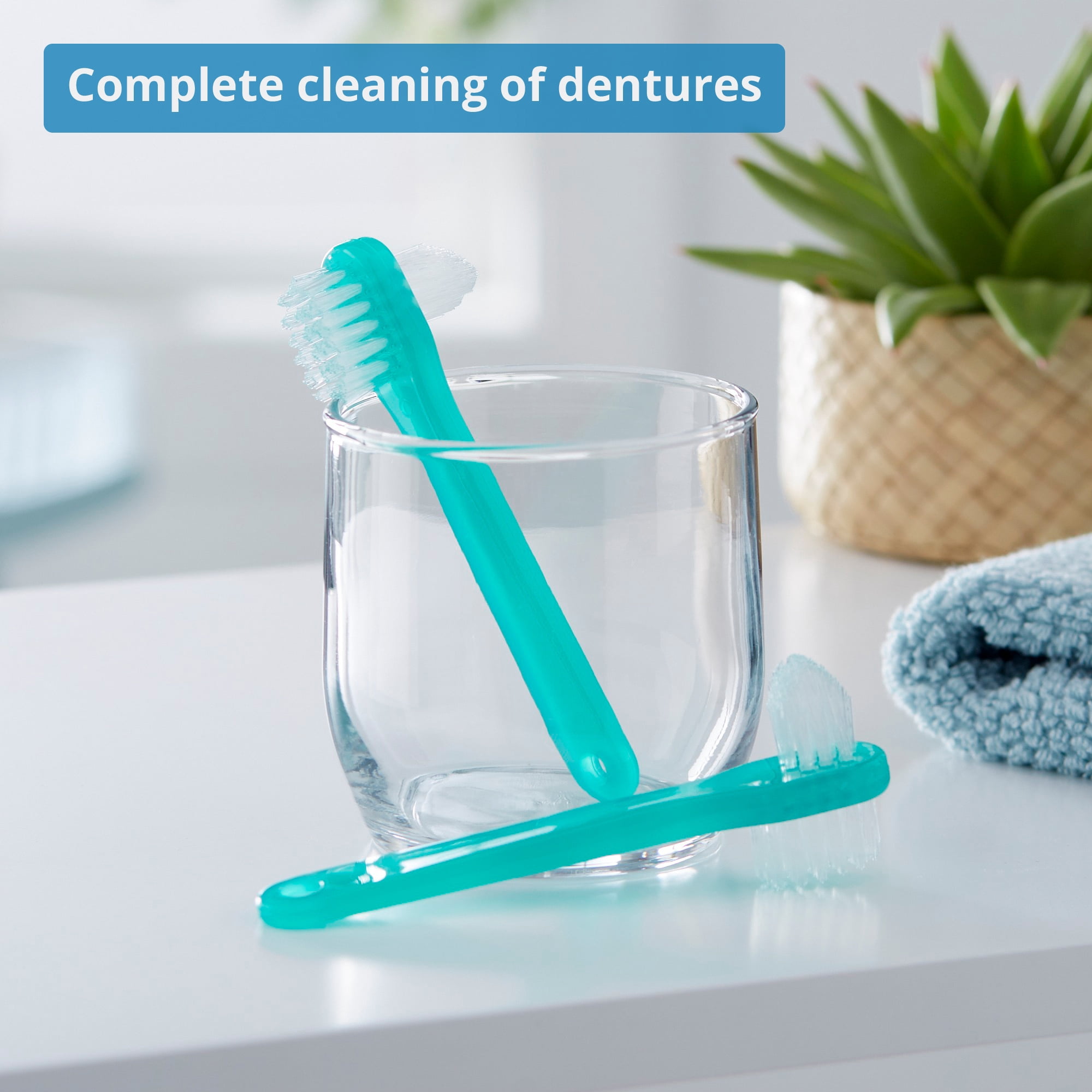McKesson Denture Brushes, Two-Sided - Green, 4.25 in L, 144 Ct