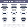 thumbnail image 2 of 36 Pcs Glass Food Storage Containers with Tempered Lids Set, Borosilicate Oven-Safe(-4°F~950°F), Airtight Meal Prep Lunch Box Containers (18 Containers & 18 Lids), Blue, 2 of 7