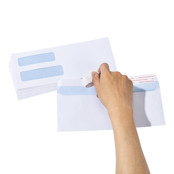 Quality Park #10 Double Window Security Tinted Envelopes, For Invoices and Statements, Gummed Closure, 24 lb. White Wove,50 per Box