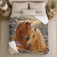 thumbnail image 5 of Peaceful Winter Forest Horse Painting, Rustic Farmhouse Horse Scene, Warm Flannel Blanket for Ranch House and Living Room, Horse Lovers Housewarming Gift, Rustic Home Decor, 5 of 9