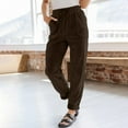 thumbnail image 2 of LEKODE Women’s Corduroy Pants Casual Elastic Waist Jogger Pants Comfortable Straight Leg Work Pant Soft Lounge Trousers Brown L, 2 of 6
