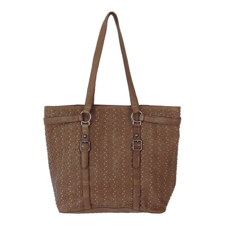 Ash Stud - Ash Axel Studded Leather Tote Bag, Saddle