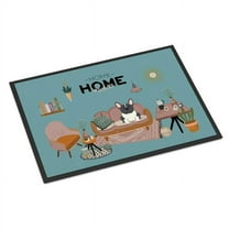Black White French Bulldog Sweet Home Door Mat