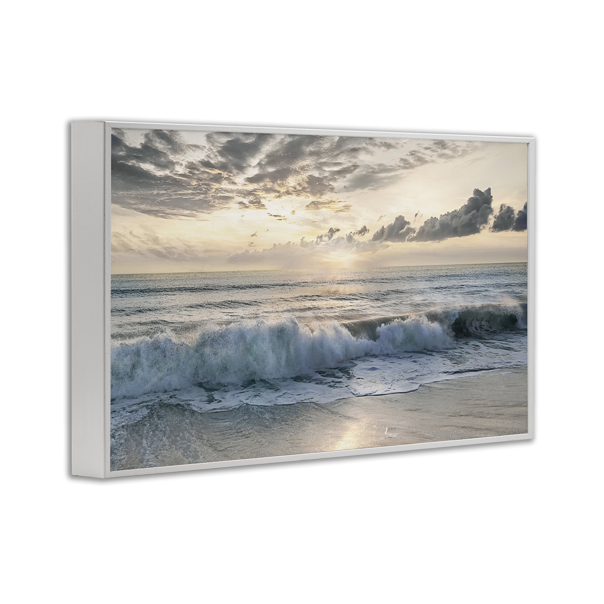 Stupell Industries Sunset Foam Along Shoreline White Framed Giclee Art, design by Mike Calascibetta