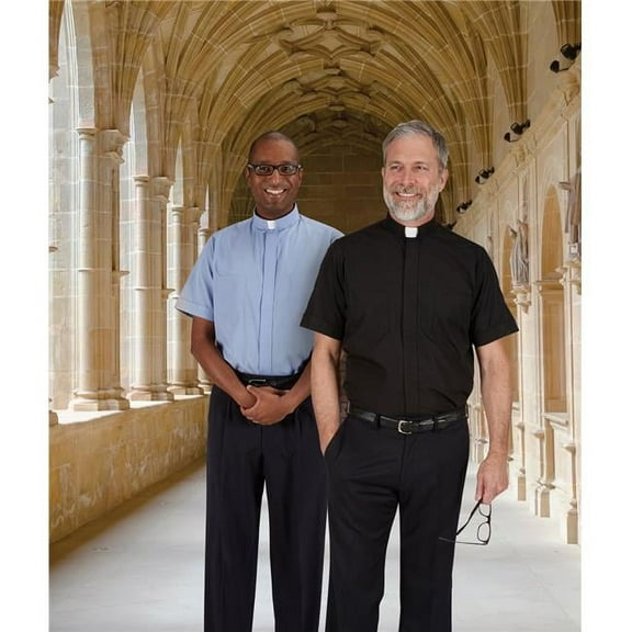 Men's Short Sleeve Clergy Shirt With Tab Collar: Gray, Size 16.5