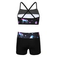 thumbnail image 2 of DPOIS Kids Girls 2 Piece Mermaid Scales Ballet Dance Sports Bra Crop Top with Shorts Dark Night Black 8, 2 of 7