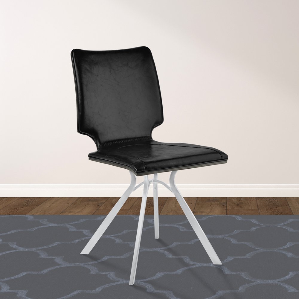 Armen Living Marley Contemporary Dining Chair in Brushed Stainless
