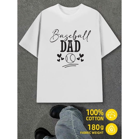 Greenink Baseball Dad Tee men white 180G 100% Cotton All-season fitness tops,stylish athletic looks,durable activewear Fashion Unisex Shirt Crewneck tshirts
