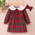 thumbnail image 4 of BdTemWBs Toddler Girl Christmas Plaid Dress Puff Long Sleeve Doll Collared Smocked Dresses Gingham A Line Dresses Casual Girls Princess Christmas Dress (Red-#02,18-24 Months), 4 of 6