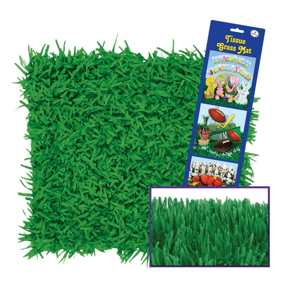 Club Pack of 36 Green Easter Tissue Grass Mats 30"