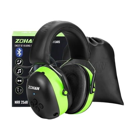 

ZOHAN EM037 Bluetooth Hearing Protection NRR 25dB Noise Reduction Ear Protection with 1500mAh Rechargeable Battery Headphones with 40H playtime for Mowing Snowblowing Construction Workshops