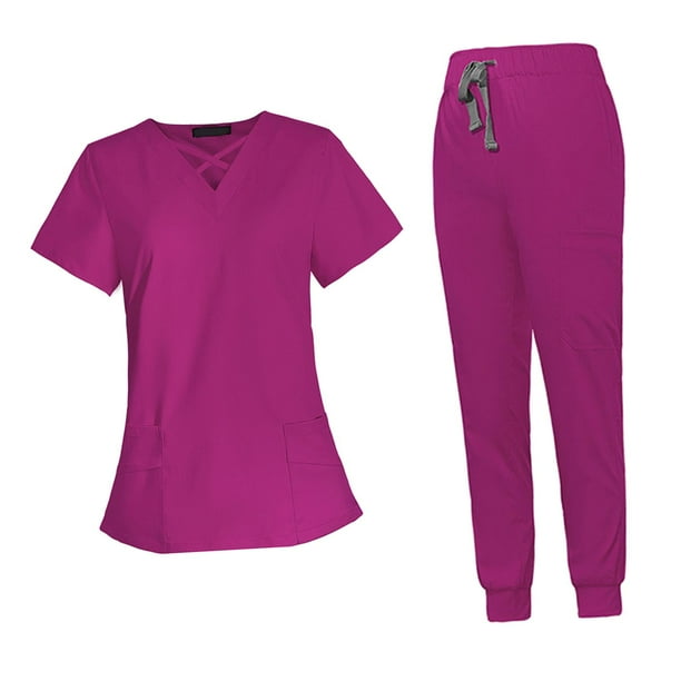 Pantalones de uniforme medico Uniformes de trabajo de enfermeria Camiseta con cuello en V Pantalones deportivos Ropa de trabajo para mujeres Ropa de trabajo para mujeres Conjunto de ropa de Bodega Aur...