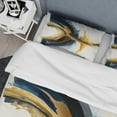 thumbnail image 4 of Designart "Swirling Blue and Gold Abstraction III" Modern Bedding Covert Set - Abstract Spirals Blue Abstract Bed Set With 2 Shams, 4 of 6