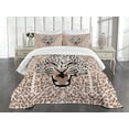 thumbnail image 3 of Ambesonne African Quilted Bedspread Set 3 Pcs, Roaring Wild Leopard, Queen Size, Cocoa Beige Black, 3 of 5