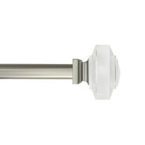 Mainstays Clear Square 3/4" Single Adjustable Curtain Rod, 30-84", Nickel