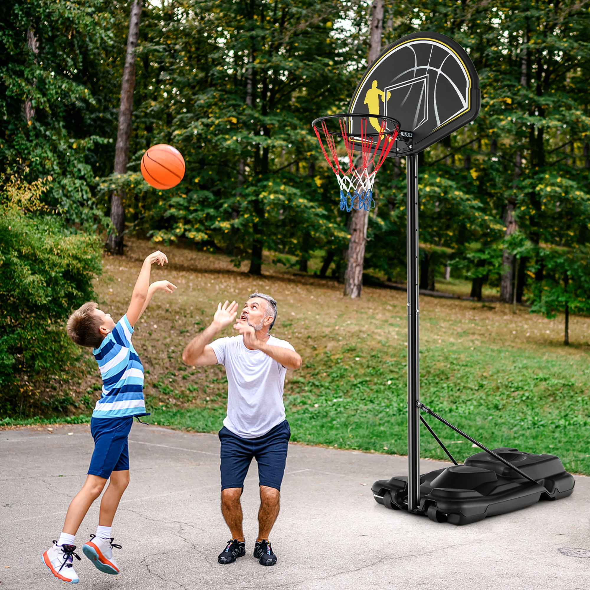 Costway 4.25'-10' Adjustable Height 41" Shatterproof Outdoor Portable Basketball System (Adult)