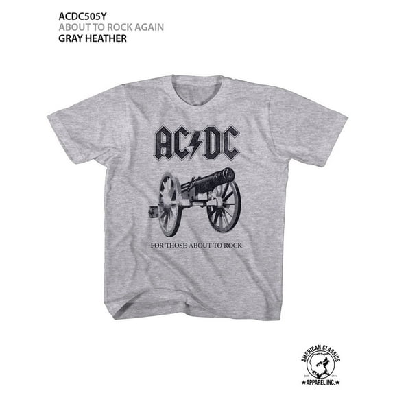 AC/DC Hard Rock Band Music Group About to Rock Album Toddler Grey T-Shirt Tee