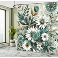 thumbnail image 2 of Ambesonne Teal Shower Curtain, Modern Urban Jungle Leaves, 69"Wx84"L, Sea Green Pale Mustard, 2 of 4