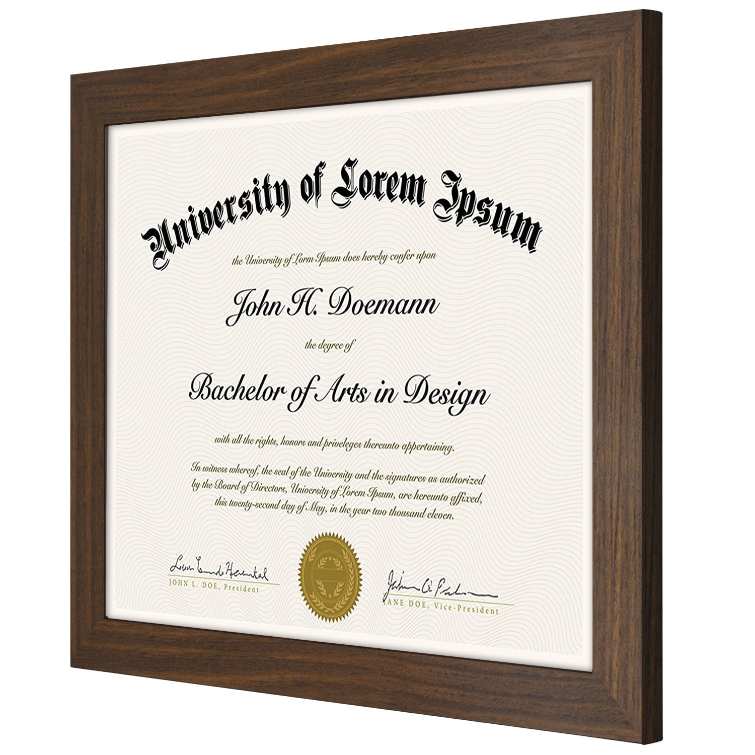 Americanflat 8.5x11 Diploma Frame in Walnut with Shatter Resistant Glass - Horizontal and Vertical Formats for Wall and Tabletop (2 Pack)
