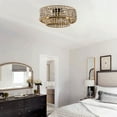 thumbnail image 4 of Parrot Uncle 16 inch Bohemia Flush Mount Ceiling Lights Wood Beaded Chandelier Ceiling Light Fixtures for Bedroom with 3 Lights, bulbs and switch not included, 4 of 10