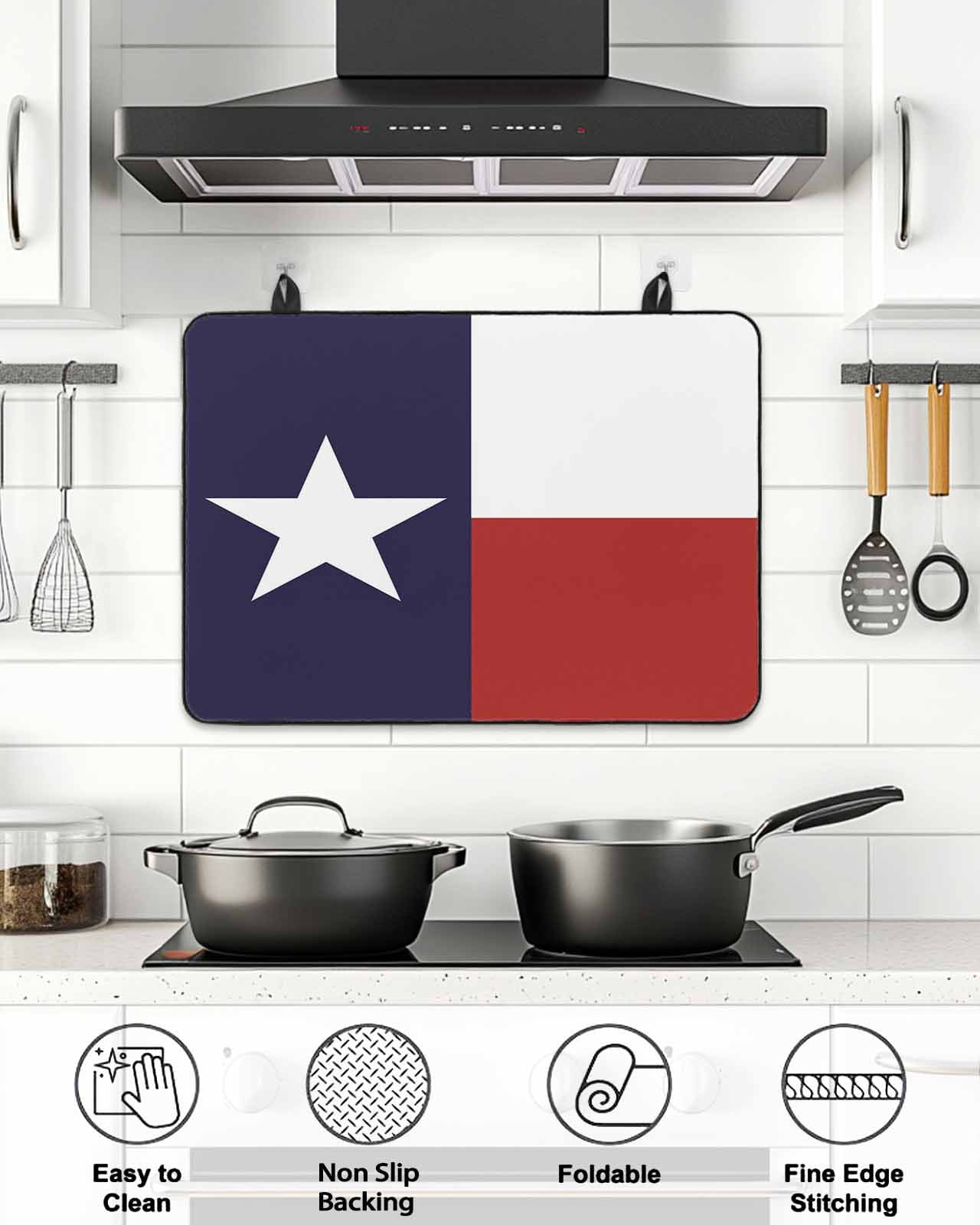 Stove Top Covers for Electric Stove,Blue Red White Texas Flag with Star Glass Stovetop Cover Protector,Minimalistic Geometric Stripe Cooktop Protector Oven Mat for Kitchen Countertop 24"x21"