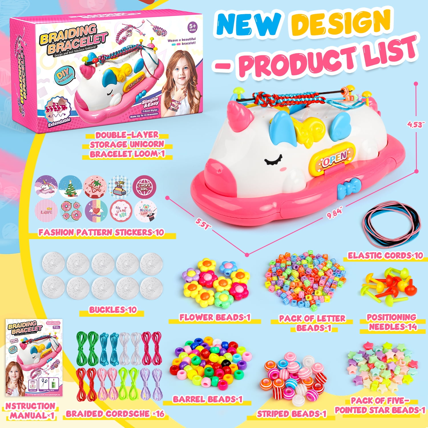 Carsky Unicorn Friendship Bracelet Kits for Girls 8-12, DIY Art Craft Bracelet String Making Set, Christmas Pink Unicorn Toys Gifts for Kids 6 7 8+