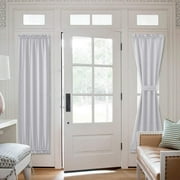Blackout French Door Curtain - Soft Fabric Heavy-Duty Rod Pocket Door Curtain for Privacy Window Drapery Curtain For Door Window White 64*102cm