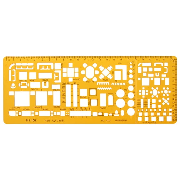 TwhqxjCN Professional Architectural Template Ruler Drawings Stencil Measuring Tool Supply Soft