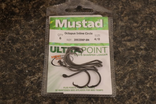 25 Mustad 39931NP-BN Ultra Point Size 4/0 Inline 1X Long Circle Hooks 2X Strong 