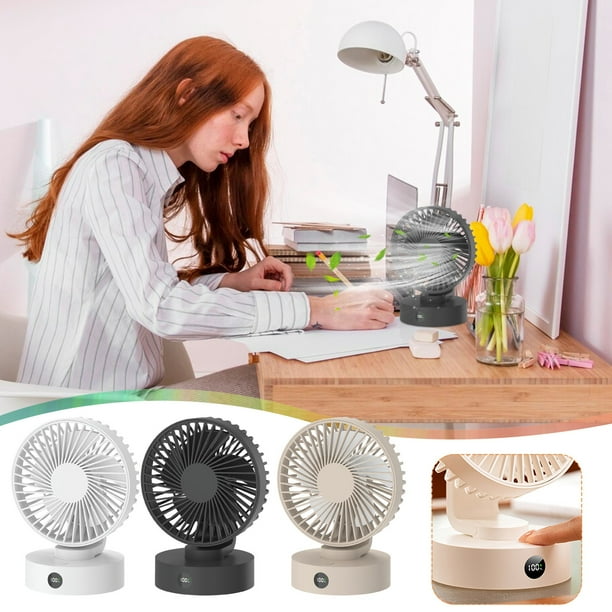 Xihbxyly Ventilador Portátil de Escritorio, 5 Velocidades, Flujo de Aire de 360°, Recargable Por Usb, Batería de Larga Duración, Funcionamiento Silencioso, para Uso En Casa o En La Oficina, Tamaño Co
